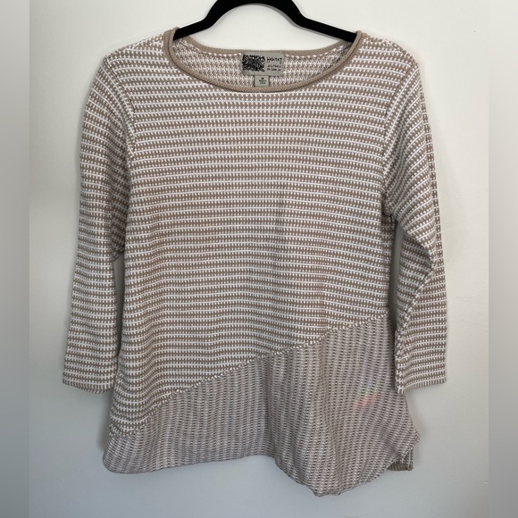 Habitat Sweaters - Habitat Tunic Length Sweater‎ Ladder Knit Cotton Asymmetrical Hem